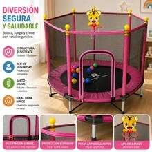 Trampolín Infantil para Niños con Red de , Canasta de Básquet y Pelotas, Brincolín para Interior y Exterior - Blanco - Ver 3