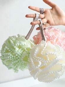 Ruffled Polka Dot Bath Sponge, Mesh Bath Ball With Hanging Rope, Quick Lather Body Scrubber, Bathroom Shower Accessory, Suitable For Daily Bathing, Multiple Colors Available, Home Bath Use - Multicolor - View 5