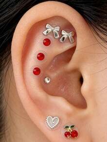 Red Acrylic Ear Seed Stickers, 20Pcs Disposable Ear Press Seeds For Acupressure, Auricular Therapy Ear Piercing Decor - One Size - View 3