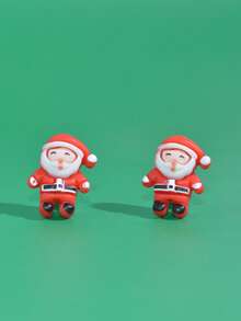 1 Pasang Anting Jepit Telinga Resin Berbentuk Santa Claus, Lonceng Manusia Salju, dan Pohon Natal, Dekorasi Natal Berwarna-warni, Hadiah Sempurna untuk Pesta Liburan Anak-Anak - MultiWarna - View 8