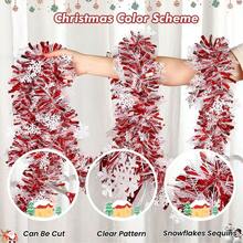 4pcs 2m Christmas Snowflake Sequin Ruffle Ribbon, Christmas Tree Decoration, Christmas Table Decoration, Christmas Stair Railing Decoration, Christmas Party Decoration, DIY Christmas Gift Basket Decoration, Christmas Chair Back Decoration - Multicolor - View 10