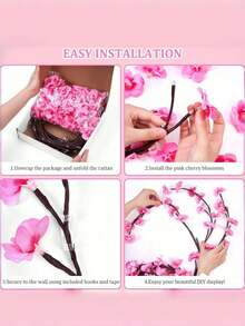 1 Cherry Blossom Branch LED Light, USB Powered, 144 LED/96 LED/72 LED, 8 Flashing Modes, Soft And Bendable, Suitable For Indoor And Outdoor, Living Room, Bedroom, Wall, Wedding Decoration, Party Atmosphere Light, Valentine's Day, Birthday And Graduation Gift - Multicolor - View 8