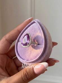 MADEONE 1件優雅水滴形全鋯石戒指，適合女性日常配戴、約會、派對裝飾、訂婚儀式 - 紫鑽 - 查看 4