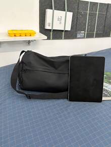 peach tree Korean Vintage Black Soft Leather Large Capacity Tote Bag, Adjustable Wide Strap Shoulder Crossbody Bag, Minimalist Versatile Commuter, Laptop, Work - Multicolor - View 8