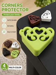 4pcs Decorative Corner Guards, Soft Silicone Table Corner Protectors, Anti-Collision Safety Caps, Elegant Hollow Design, Suitable For Tables, Cabinets, Desks, Nightstands Furniture Edge Protection, Home And Office - Multicolor - View 3