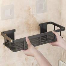2pcs Drill-Free Bathroom Wall Mounted Storage Rack, Wall-Mounted Shower Caddy, Durable & Easy Installation - Multicolor - View 2