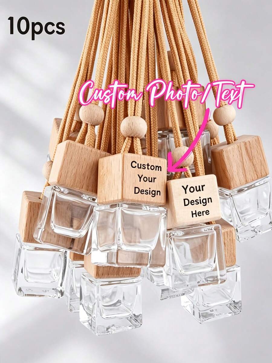 Botella Difusora de Aroma para Coche Personalizada con Foto/Texto, Colgante Vacío para Aceites Esenciales, Diseño Clásico de Vidrio Rectangular, Adecuado para Decoración de Coche y Hogar, Botella de Fragancia, Estilo Clásico Sin Batería Requerida - Multicolor - Ver 1