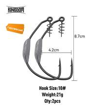Kingdom 1 Pack Spring Fishing Hooks 3# 5# 6# 8# 10# Carbon Steel Soft Bait Hooks With Spring Lock, Weighted Worm Hooks For Soft Lure Fishing - Black - View 14