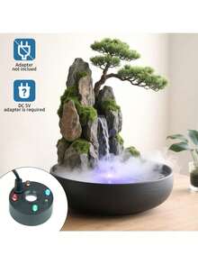 Home Use Mist Maker With Color Light, Water Landscape Decoration, Witch Cauldron Fog Machine, Living Room Fish Tank Mist Maker, Indoor Desktop Fountain Mist Machine, Halloween Gift - A - View 8