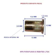 Rebite Com Rosca Interna M6 Porca Rebite Popnut Emb. C/ 1000 - 1000 unidades - Visão 3