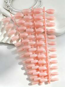 5 Pcs/Set Sweet Style Milky White Gradient Nail Tips, Long Stiletto Short Almond Short Oval Square Toenail Multiple Styles Available - Multicolor - View 9