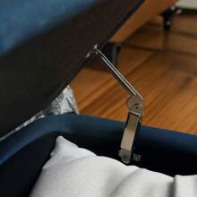 Linen-Look 92 X 31cm Storage Ottoman - Dark Brown On-Site - Blue + Polyester - View 7
