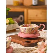 Set Cangkir, Piring Kecil & Sendok Motif Lily of the Valley Elegan, Cocok untuk Kopi, Teh Sore, Penggunaan Rumah, Hadiah Ideal untuk Hari Raya dan Pernikahan - MultiWarna - View 6
