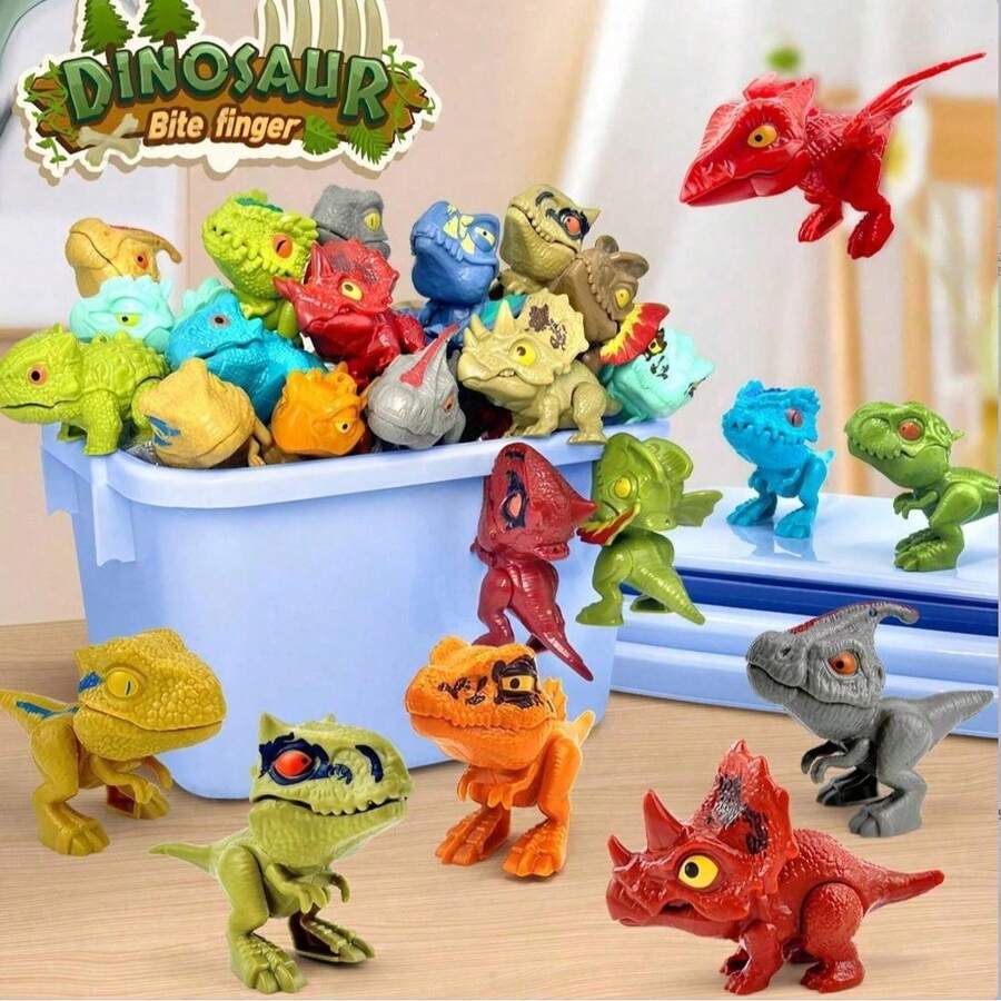 1/3/5/12 pcs Mainan Gigit Jari Dinosaurus Sendi Bergerak, Tanpa Duplikat, Ornamen Dekoratif, Hadiah Pereda Stres untuk Pesta Hari Raya