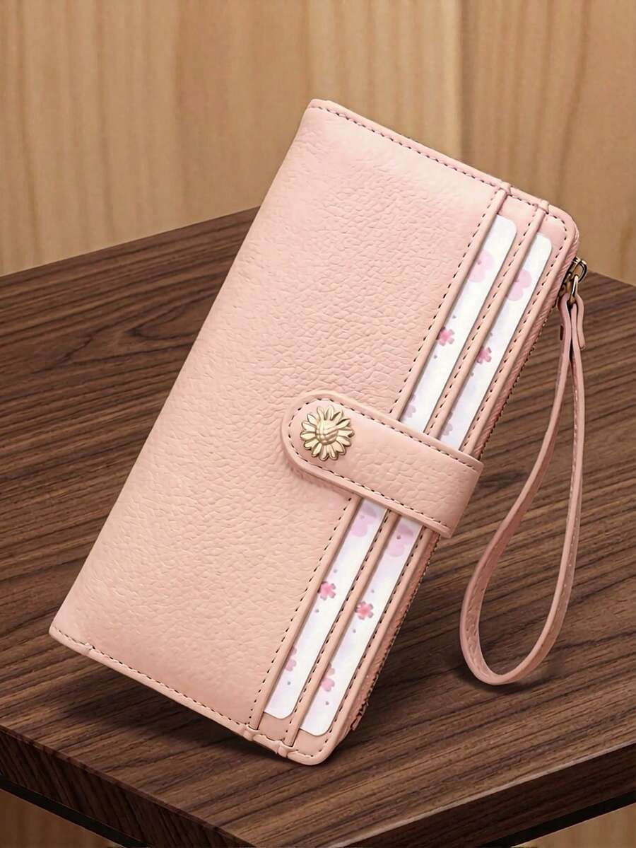 Women's Long Wallet Clutch Card Holder, Fashion Elegant PU Multi-Function Highly Attractive Handbag, Exquisite Snap Multi-Function Card Slot Zipper Coin Purse, Preppy Style Compact Metal Hardware - Multicolor - View 1