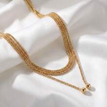 1pc Minimalist Ins Style Long Twisted Rope Necklace, Creative Knot & Round Bead Pendant Design, High-End Versatile Neck Accessory For Women, Delicate Chain With Outstanding Texture, Suitable For Daily Commute, Vacation, Party, Niche Elegant Layered Fashion Jewelry Accessory - Multicolor - View 8