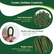 Thickened & Dense Twisted Pipe Cleaner DIY Craft Material Kit, Chenille Fuzzy Stem Handmade Weaving Set, Multi-Color Creative Craft Supplies, Suitable For Making Flowers, Bouquets, Animals, Holiday Decorations And 3D Handmade Crafts, Suitable For Children, Students And Adults, Parent-Child DIY, School Classroom, Home Craft, Valentine's Day, Mother's Day, Christmas, Halloween, Birthday Gifts And Creative Holiday Gifts - Multicolor - View 11