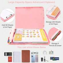 1pc Multi-Functional Folder With A Pen, 9.84 * 14.37 Inch A4 Size Plastic Clipboard With Storage Space, Nurse Clipboard Folder With Individual Pen Slot, Multi-Functional Document Clipboard With Writing Pad, Large Capacity For Paper, Documents And Files, Suitable For Office Use. - Sets - View 8