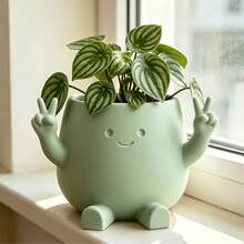 1pc 3D Printed Cartoon Character Flower Pot, High-Quality Plastic Material, Cute Character Design, Suitable For Money Tree, Succulents And Other Plants, Can Also Be Used As Pen Holder, Suitable For Art Lovers, Flower Enthusiasts, Home Decorators, Birthday Gift - Multicolor - View 2