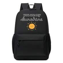 A Backpack With Text And Sun Graphic Print, Girls' School Bag, Boys' Backpack, Suitable For Campus And Short Trips, Student Daily Commute Choice, Large Capacity Compartment Can Store Laptop And Various Learning Supplies, Backpack. - Backpack - View 3
