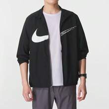 Nike Sportswear Black Outdoor Windproof Loose Fit Stand-Collar Breathable Jacket Men's - Black - View 2