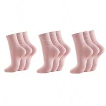 3/6/9 pares de calcetines multicolores de media caña para mujer, adecuados para yoga, pilates, ballet, deportes, calcetines antideslizantes para hospital, regalo ideal para el Día de San Valentín, suaves y cómodos para todas las estaciones, calcetines antideslizantes de otoño/invierno - Multicolor - Ver 14