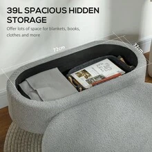 Teddy Fleece Storage Ottoman - White On-Site - Charcoal Grey + Polyester - View 4