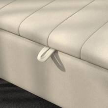Linen-Look 92 X 31cm Storage Ottoman - Dark Brown On-Site - Cream White + Polyester - View 8