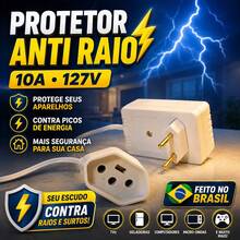 PROTETOR  GELADEIRA FREEZER ELETRO ANTI RAIO COM EXTENSAO 50CM - DPS - SURTOS - PICOS DE TENSAO - FUSIVEL 127V 10A - Entrada do Brasil (127V) - Visão 6