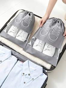 20/5pcs Dustproof Shoe Bags, Drawstring Shoe Bags, Suitable For Travel, Hallway, Bedroom, Dorm, Universal Storage Bags, Suitable For Children And Adults, Back To School Essentials - Grey - View 5