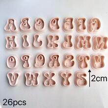1/26pcs Bubble Letter Soft Clay Cutter Set, Cute Rounded Artistic English Letters, English Letter Clay Art Soft Clay DIY Jewelry Molds - Apricot - View 27