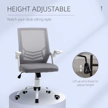 Mesh Office Chair, Computer Desk Chair With Flip-Up Armrests, Lumbar Back Support And Swivel Wheels, Black On-Site - Grey + Mesh - View 4