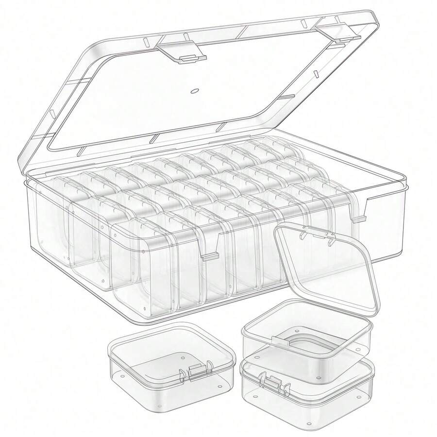 Bead Storage Box, Small Transparent Plastic Storage Box With Hinged Lid And Labels, Craft Storage Box For Bracelets, Jewelry, Diamonds, Clay Beads, Screws, Seeds, Small Parts Mini Box