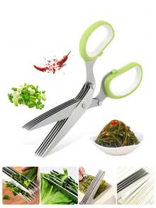 Green And White 5-Layer High-Efficiency Kitchen Scissors - Multicolor - View 2