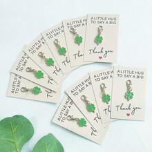10/20 Lucky Four-Leaf Clover Keychains, Includes 10 Keychains + 10 Blessing Cards, Fresh Plant Decoration, Suitable For Graduation, Teacher's Day, Birthday, Mother's Day/Father's Day Gifts, Bring Good Luck Gift - Multicolor - View 2