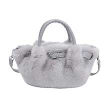 BAILEE Casual And Sweet-Style Faux Fur Handbag With Pleated Contrast-Colored Strap Design, Ideal For Outfit Coordination And A Preferred Gift Choice. - Multicolor - View 13