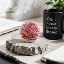 1Pc Round Tactile Relaxation Stone, Adult Desktop Focus Accessory With Tweezers, Smooth Handheld Stress Relief Tool For Office And Home - Multicolor - View 5
