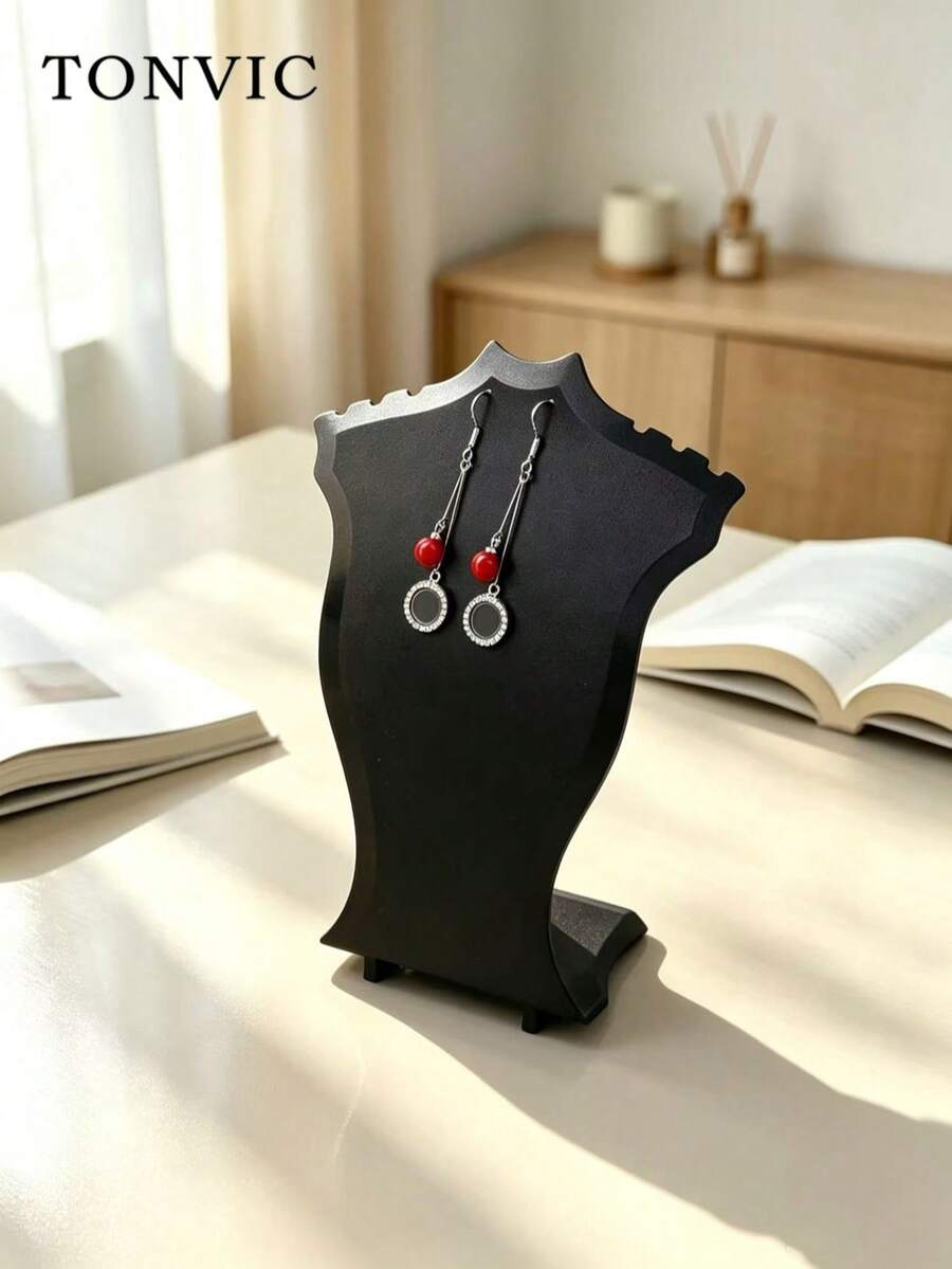 TONVIC Stand Display Kalung Plastik Kecil Transparan 1PC/10Pcs - Hitam - View 1