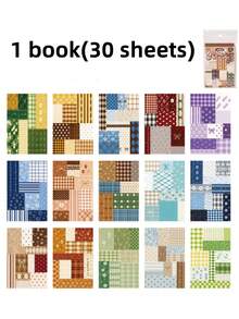 1pc Fabric Scrap Memory Sticker Book, 2 Styles Available, Salt-Style Fabric Scrap Memory Album Patchwork Cut-Out Sticker Book, Textured Fabric Polka Dot Planner Base Collage Paper, Suitable For Scrapbooking, Stickers, Postcards, Handicrafts - Scrapbook Collection, Office Supplies, Personal Use, Art Cover Design, Back To School - Fabric Scrapbook Sticker Book - View 11