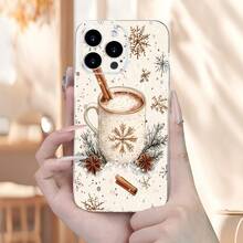 Phone Case: Winter Coffee Snowflake Pattern Autumn Creative Unisex Transparent Soft Anti-Drop New Phone Case, Suitable For IPhone11/12/13/14/15/16/16Pro/16ProMax/17/17pro/17ProMax/18pro 18ProMax - Multicolor - View 1