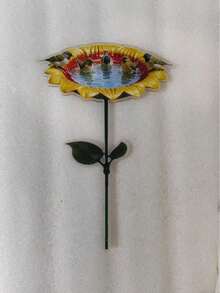 2D Flat Acrylic Garden Decor Ground Stake Sunflower Bird Bath Outdoor Garden Craft Butterfly Bee Bird Feeder - A - View 6