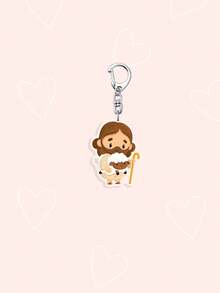 1/6pcs Jesus Lamb Decoration Acrylic Keychain, Multifunctional 2D Acrylic Keychain Pendant, Jesus And Lamb Design, "Jesus Te Ama" Suitable For Decorating Cars And Bags, Also An Ideal Anniversary Gift. - Multicolor - View 9