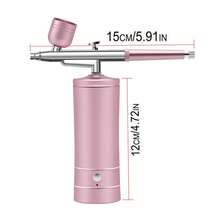 1 Set Airbrush With Compressor - 48PSI Rechargeable Wireless Anti-Clogging High Pressure Airbrush Kit, With 0.3mm Nozzle And Cleaning Brush Set, Suitable For Nail Art, Painting, Cake Decorating Tools - Pink - View 3
