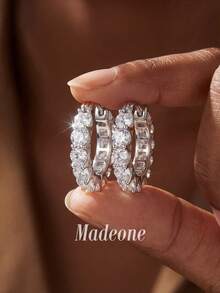 MADEONE 1 Pair Shiny Zirconia Wavy Edge Earrings, Women's Daily Wear, Wedding Party Birthday Anniversary Jewelry Gift - Style 5 - View 2