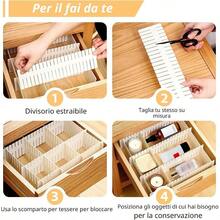 16 divisori per cassetti regolabili – Separatori per cassetti per il rangement di biancheria intima, calze e gioielli – Organizer cassetti regolabili, ideale per l'organizzazione dei cassetti. - Visualizzare 3