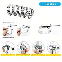 25pcs Hose Clamps Worm Gear Hose Clamps, 5 Sizes Of Hose Clamps For Water Pipes, Gas Pipes, Silicone Hoses - Silvery - View 5