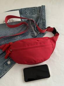 Nylon High Capacity Chest Bag Waist Pack, Unisex Suitable For Daily, Sports, Running, Travel, Leisure Use - Red - View 6