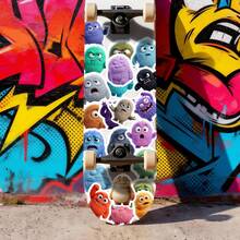 50pcs Fun Plush Monster Stickers, Cute Expression Illustration Scrapbook Collage Decorative Stickers - Multicolor - View 3