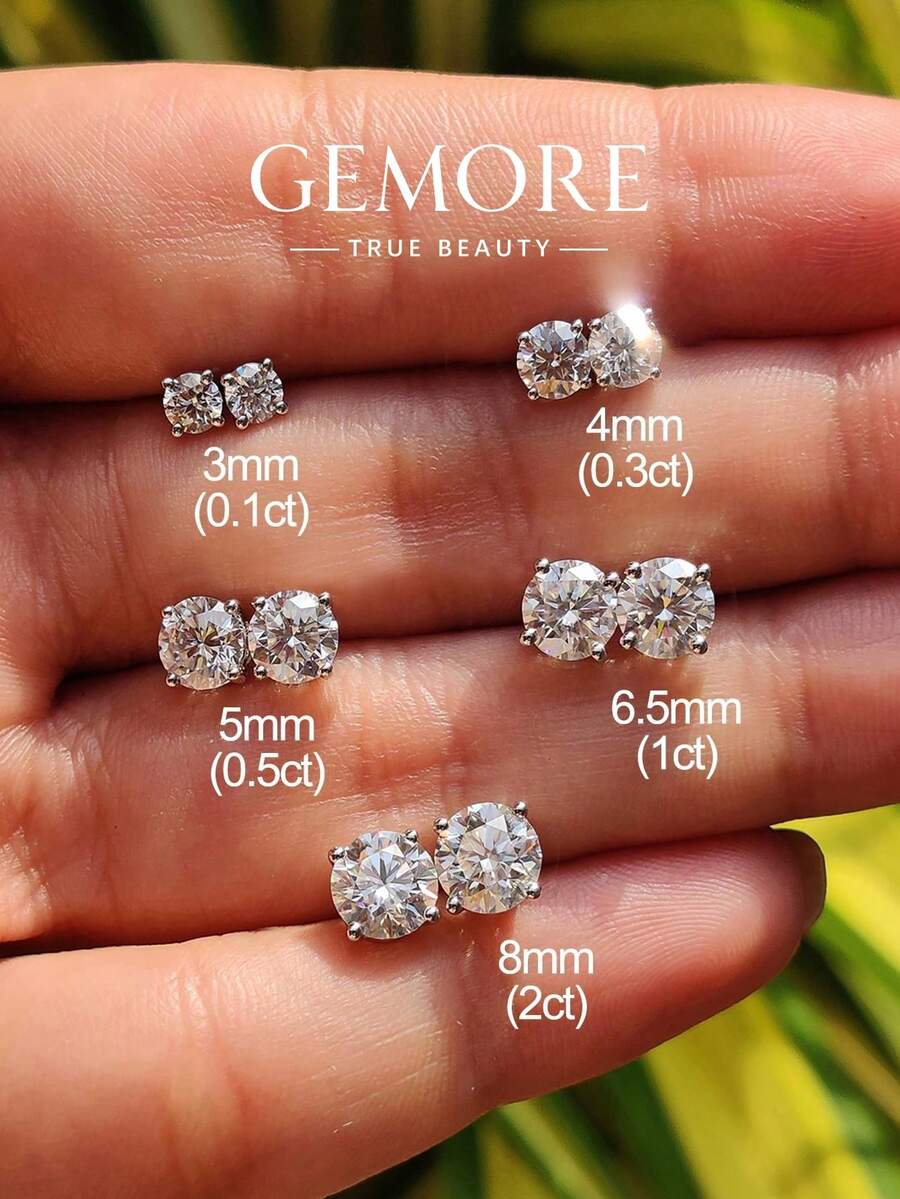 1 Pair Luxury Moissanite Stud Earrings, High-Quality Jewelry Gift For Women, Wedding Gift