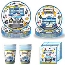 This Police-Themed Party Set-Featuring Disposable Plates, Napkins, And Paper Cups For 10 Guests-Is Perfect For Birthdays, Weddings, Themed Holiday Parties, Family Picnics, And A Variety Of Other Occasions. - Multicolor - View 1